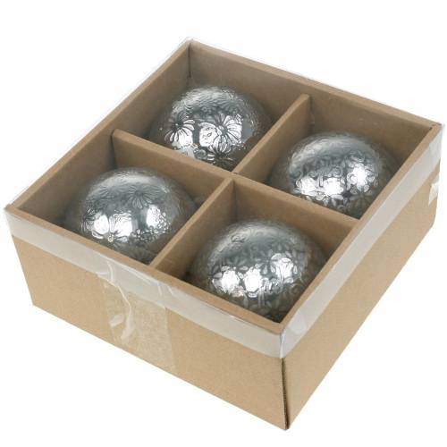 Floristik24 Flytande bollblommor silver metall Ø8cm assorterad 4st
