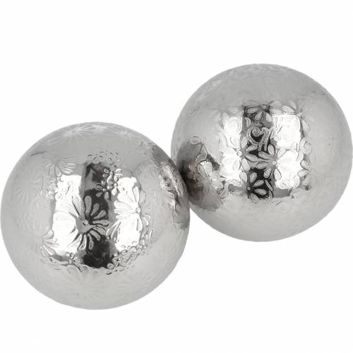 Floristik24 Flytande bollblommor silver metall Ø8cm assorterad 4st