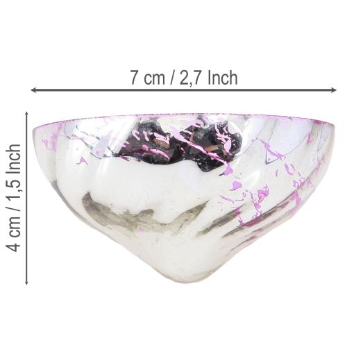 Artikel Flytande skål värmeljushållare glas silver lila Ø7cm 3st