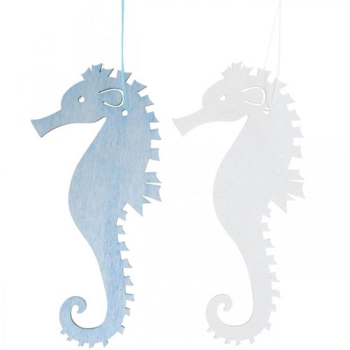 Floristik24 Sjöhäst för att hänga blå, vit hängare maritim dekor 8st