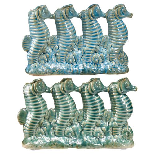 Artikel Seahorse Keramik Blomvas Blå Grön L21cm 2st