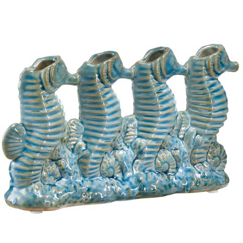Floristik24 Seahorse Keramik Blomvas Blå Grön L21cm 2st