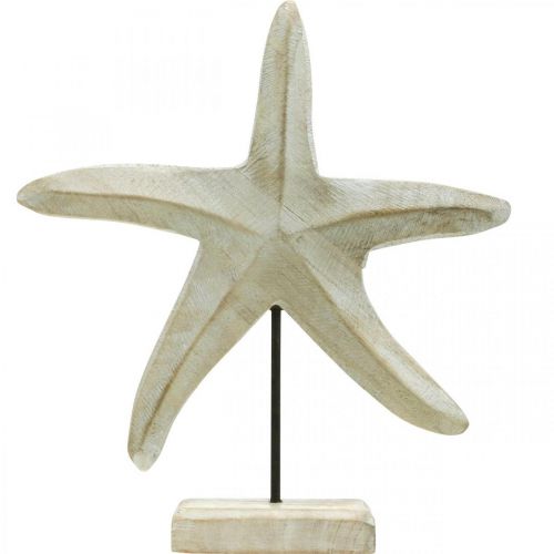 Floristik24 Sjöstjärnor gjorda av trä, dekorativ skulptur maritime, havsdekoration naturliga färger, vit H28cm