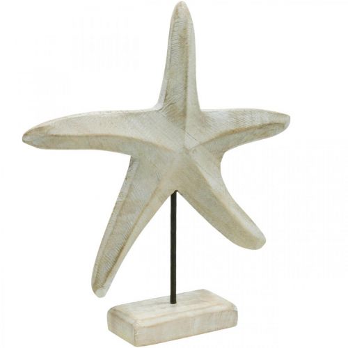 Floristik24 Sjöstjärnor gjorda av trä, dekorativ skulptur maritime, havsdekoration naturliga färger, vit H28cm