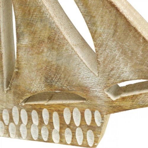 Artikel Träsegelbåt, maritim dekoration, träbåt naturfärg, vit H23cm