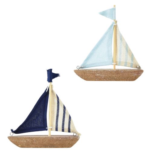 Floristik24 Vintage segelbåt trä dekorativt skepp 12×3×15cm diverse 2st