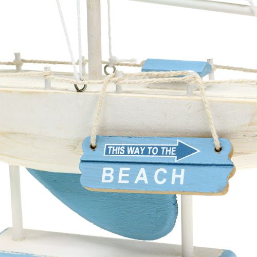 Floristik24 Deco träsegelbåt blå, vit H41,5cm