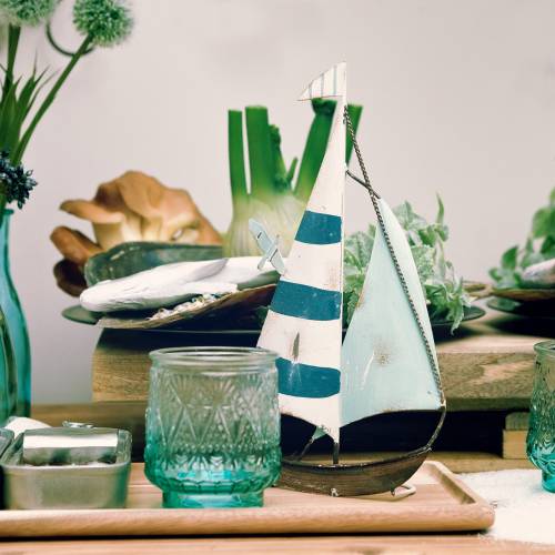 Floristik24 Segelbåt metall 15cm x 28cm