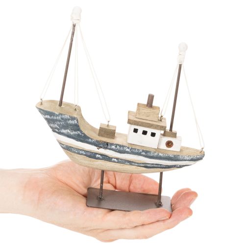 Skeppsdekoration, maritim stil, trä med stativ, 20 cm | Floristik24.se
