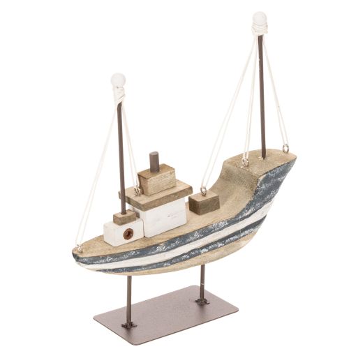 Skeppsdekoration, maritim stil, trä med stativ, 20 cm | Floristik24.se