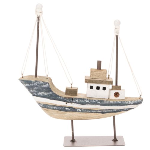 Skeppsdekoration, maritim stil, trä med stativ, 20 cm | Floristik24.se