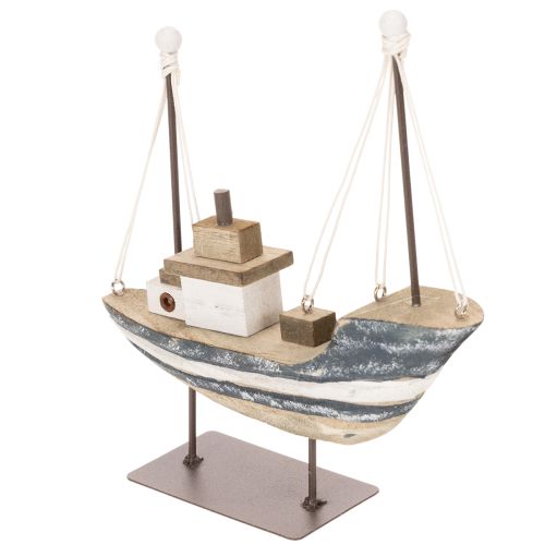 Skeppsdekoration, maritim stil, trä med stativ, 20 cm | Floristik24.se