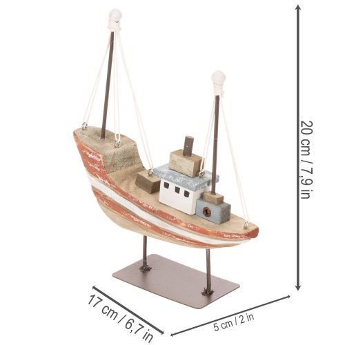 Dekorativ träbåtsmodell för fönsterbräda 20 cm | Floristik24.se