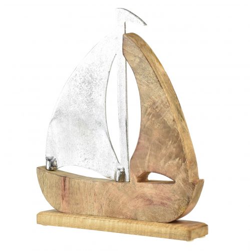 Artikel Segelskeppsdekoration natursilver mangoträ 25,5x4x28,5cm