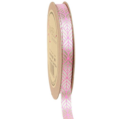 Floristik24 Sidenbandsblad presentband beige rosa 10mm 20m