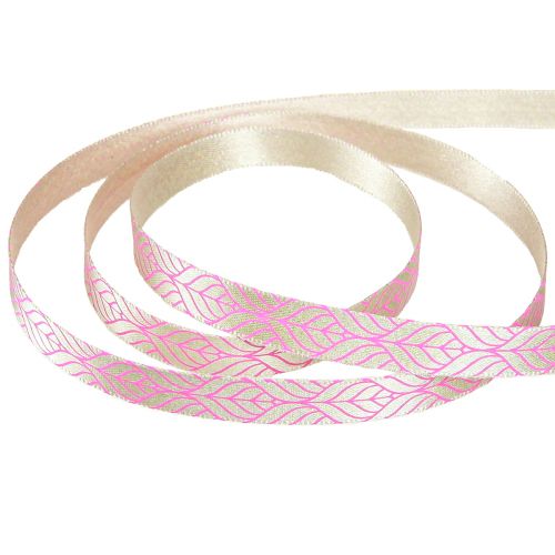 Artikel Sidenbandsblad presentband beige rosa 10mm 20m