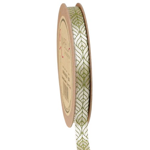Artikel Sidenband presentband blad beige grön 10mm 20m