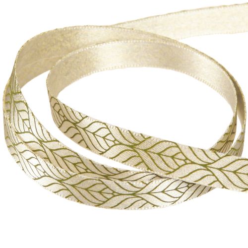 Artikel Sidenband presentband blad beige grön 10mm 20m