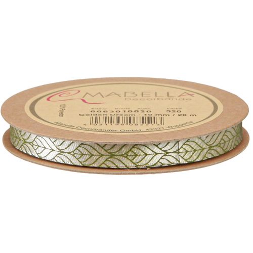 Artikel Sidenband presentband blad beige grön 10mm 20m