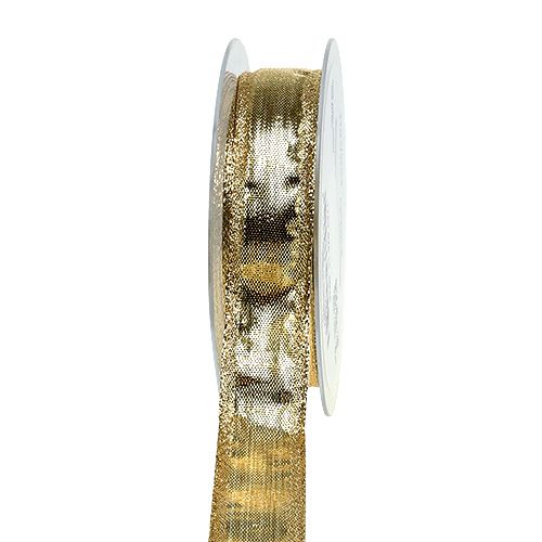 Floristik24 Band med trådkant guld 25mm 25m
