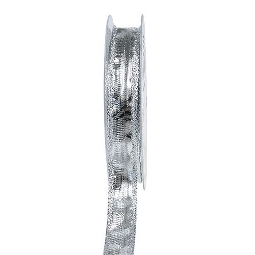 Dekorativt band silver med trådkant 15mm 25m