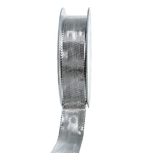 Presentband silver med trådkant 25mm 25m