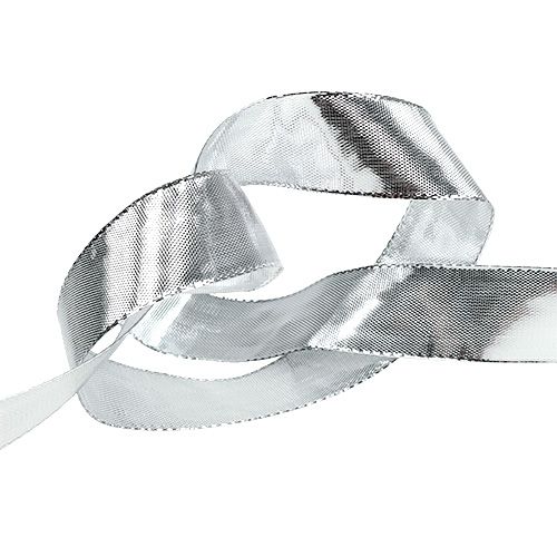 Artikel Presentband silver med trådkant 25mm 25m