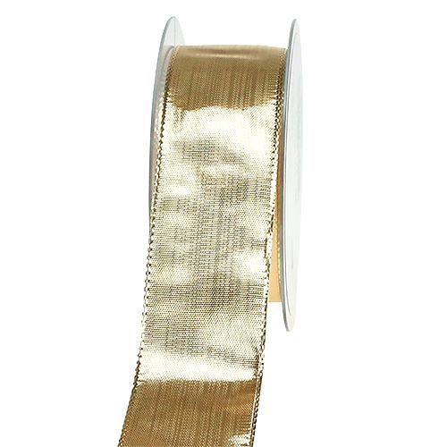 Floristik24 Presentband guld med trådkant 40mm 25m