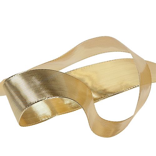 Floristik24 Presentband guld med trådkant 40mm 25m