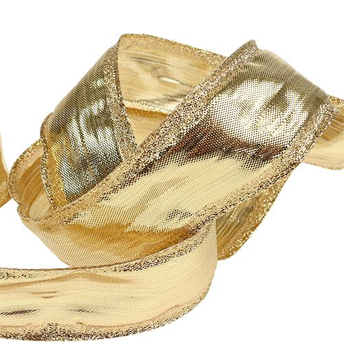 Floristik24 Band med trådkant guld 40mm 25m