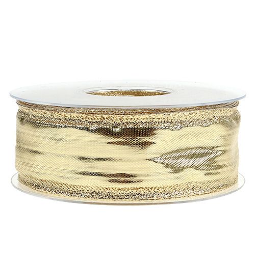 Floristik24 Band med trådkant guld 40mm 25m