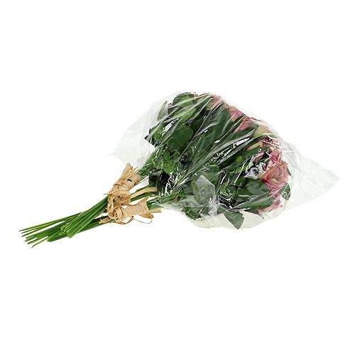 Silkestyg blommor bukett rosor L26cm skumrosa 3st | Floristik24.se