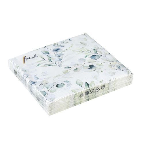 Floristik24 Servetter eukalyptus dekorativ bordsdekoration vit 25x25cm 20 st