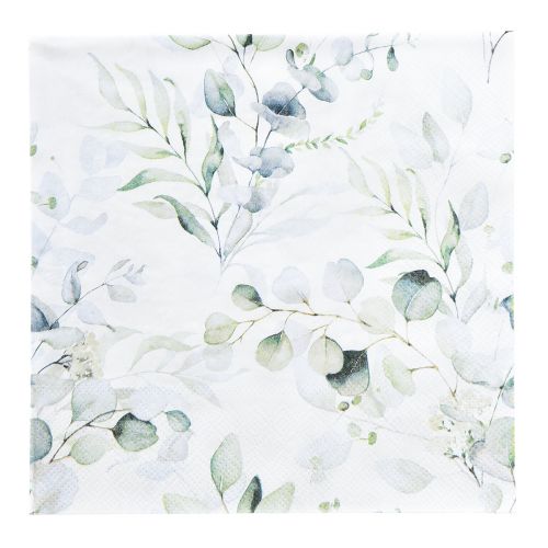 Floristik24 Servetter motiv eukalyptus vit grön 33x33cm 20 st