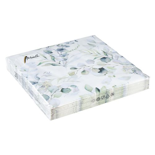 Floristik24 Servetter motiv eukalyptus vit grön 33x33cm 20 st
