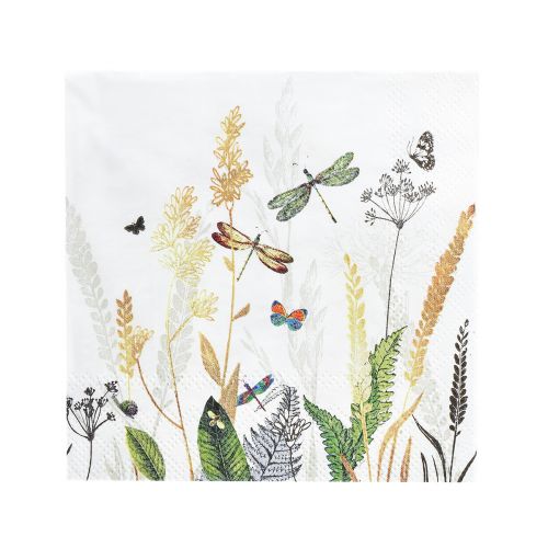 Floristik24 Servetter Sommarvitt Motiv Ängsfärgad 25x25cm 20st