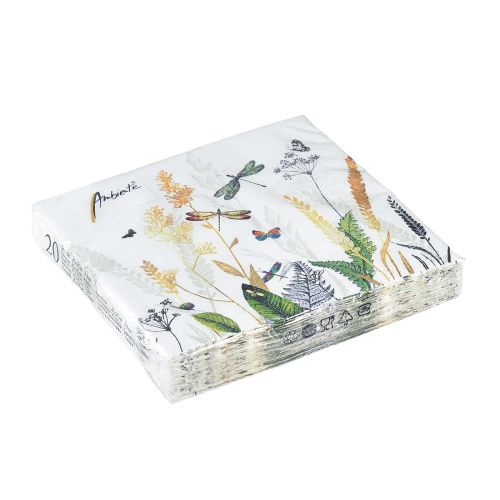 Floristik24 Servetter Sommarvitt Motiv Äng Färgad 25x25cm 20 st