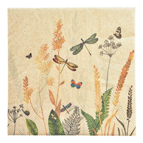 Floristik24 Servetter sommarängssländor blommor 33x33cm 20st