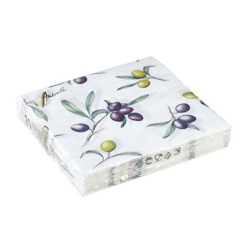Artikel Servetter bordsdekoration sommar olivgrön lila 25x25cm 20 st