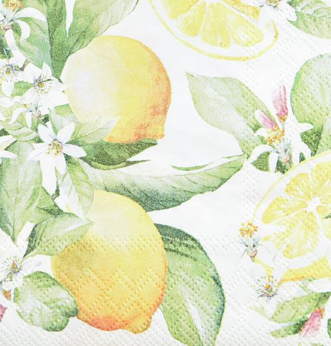 Floristik24 Servetter vita med citroner sommardekoration 33x33cm 20 st
