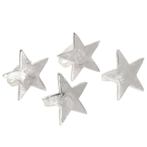 Artikel Servetthållare stjärnservettringar silver metall 7cm Ø4cm 4 st
