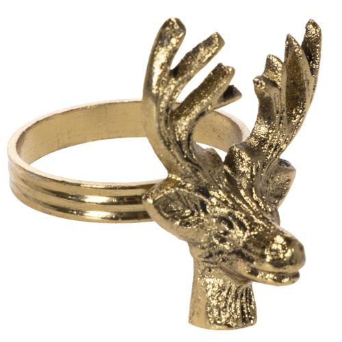 Metallservettring med hjorthuvud i guldlook, 6 cm, 4 stycken köpa | Floristik24.se