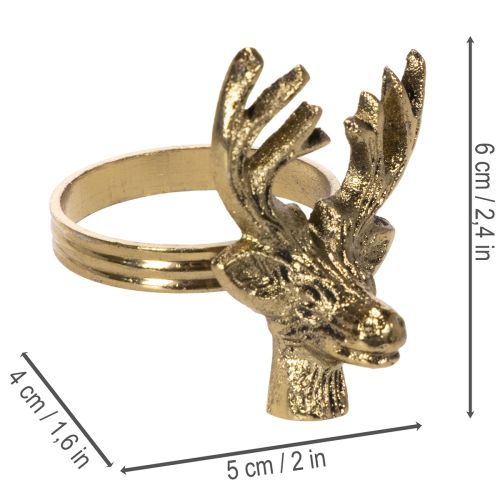 Metallservettring med hjorthuvud i guldlook, 6 cm, 4 stycken | Floristik24.se