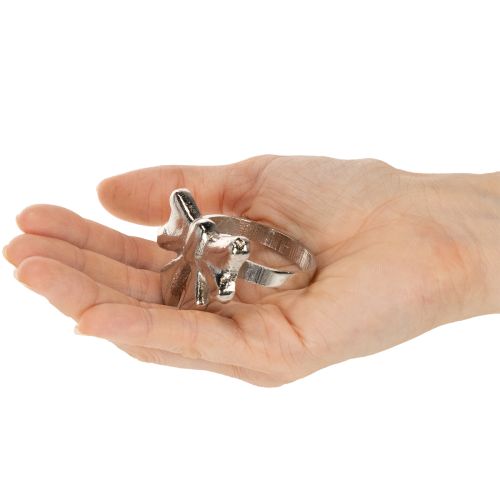 Rosett servettring, metall, blank silver, 5 cm, 4 stycken | Floristik24.se