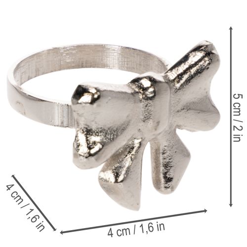 Rosett servettring, metall, blank silver, 5 cm, 4 stycken | Floristik24.se