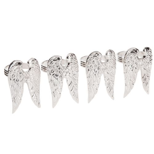 Artikel Servettringar ängelvingar bordsdekoration silver 6,5cm Ø4cm 4 st