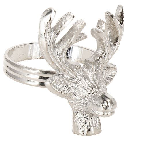 Servettringar silverfärgade hjortar metall servetthållare Ø4cm 4 st