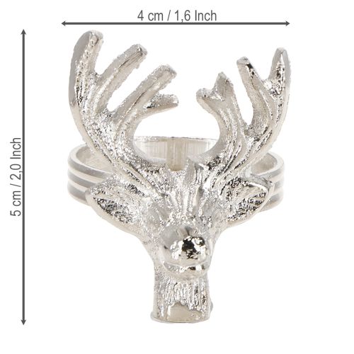 Artikel Servettringar silverfärgade hjortar metall servetthållare Ø4cm 4 st
