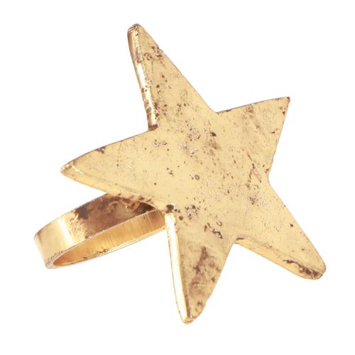 Floristik24 Servettringar stjärnguld antik look metall 6,5cm Ø4cm 4 st