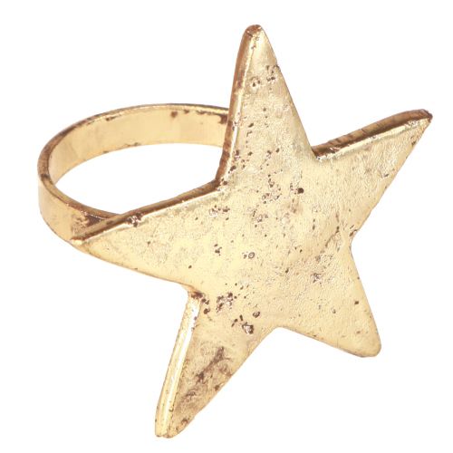 Floristik24 Servettringar stjärnguld antik look metall 6,5cm Ø4cm 4 st